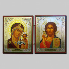 Икона-Складень двойная , 13x22 см,дерево,двойное тиснение