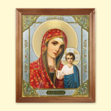 Икона ″Казанская″ деревянная рама, под стеклом, 20 x 24 см