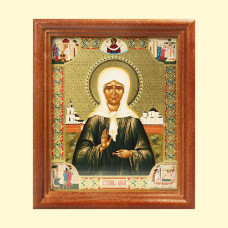 Икона ″Блаженная Матрона″ деревянная рама, двойное тиснение, под стеклом, 13 x 15 см