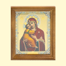 Икона ″Владимирская БМ ″ деревянная рама, двойное тиснение, 13 x 15 см